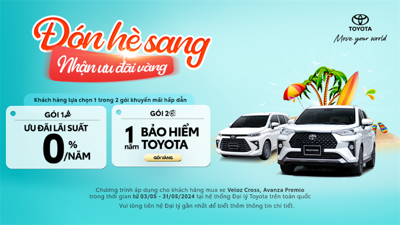 Toyota Việt Nam triển khai chương trình khuyến mại cho khách hàng mua xe Veloz Cross & Avanza Premio trong tháng 5/2024